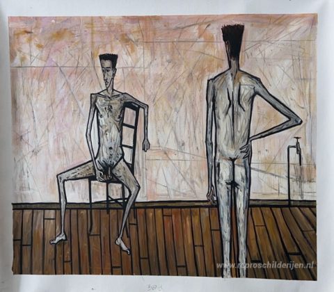 Twee hommes nu – met de hand geschilderde reproductie, foto van het voltooide schilderij