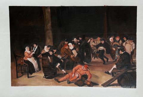 Boeren Op Een Bruiloftsfeest – met de hand geschilderde reproductie, foto van het voltooide schilderij
