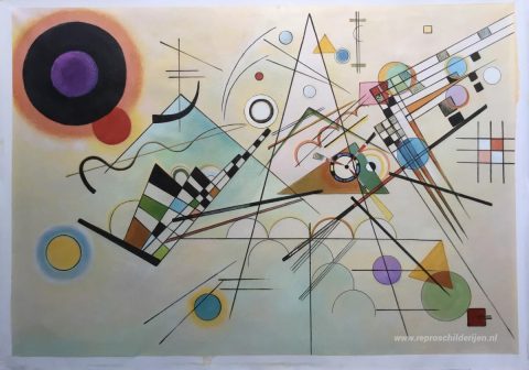 Samenstelling VIII – met de hand geschilderde reproductie, foto van het voltooide schilderij