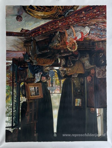 Verstoppertje – met de hand geschilderde reproductie, foto van het voltooide schilderij