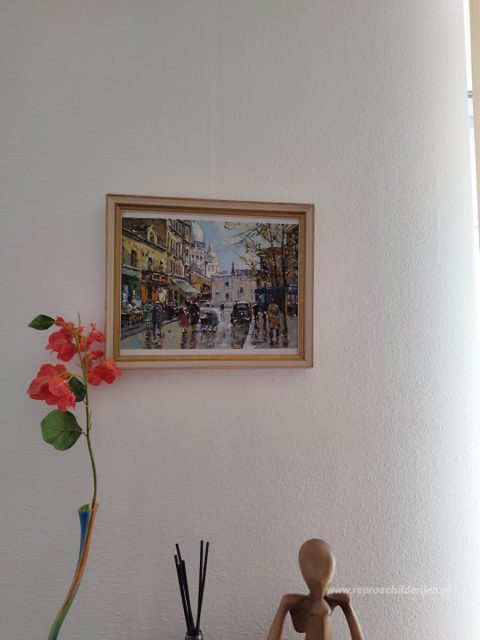 Plaats vanaf een heuveltje Montmartre – met de hand geschilderde reproductie, foto van het voltooide schilderij