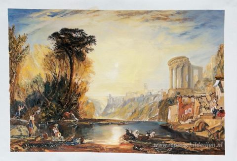 Landschapscompositie van Tivoli – met de hand geschilderde reproductie, foto van het voltooide schilderij