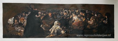 De grote geitenbok of heksensabbat – met de hand geschilderde reproductie, foto van het voltooide schilderij