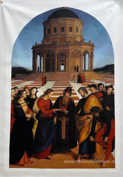 Het huwelijk van de Maagd – met de hand geschilderde reproductie, foto van het voltooide schilderij