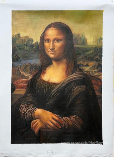 Mona Lisa – met de hand geschilderde reproductie, foto van het voltooide schilderij
