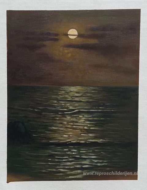 Maritieme Nocturno – met de hand geschilderde reproductie, foto van het voltooide schilderij
