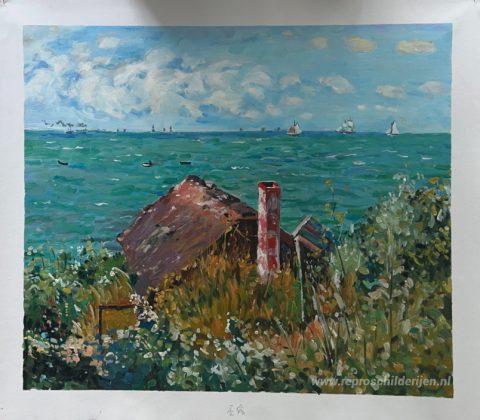 De hut van Saint-Adresse – met de hand geschilderde reproductie, foto van het voltooide schilderij