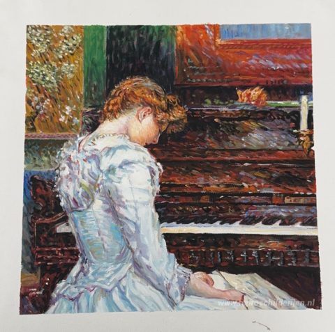 De Sonate – met de hand geschilderde reproductie, foto van het voltooide schilderij