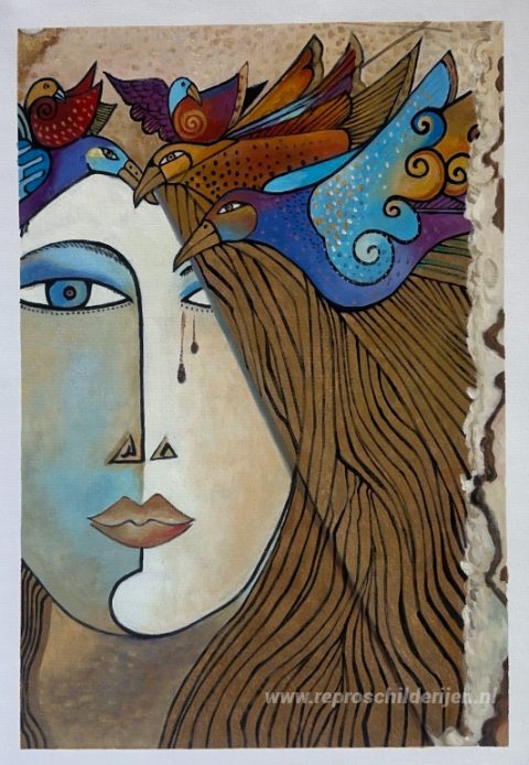 Ziel en tranen (Paperblanks-ontwerp) – met de hand geschilderde reproductie, foto van het voltooide schilderij