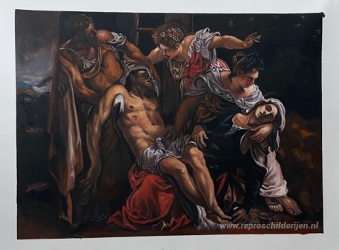 Klaagzang over de dode Christus – met de hand geschilderde reproductie, foto van het voltooide schilderij