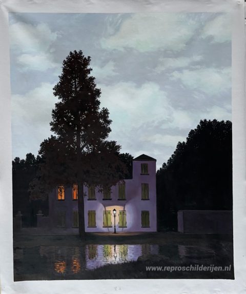 Het rijk van lichten – met de hand geschilderde reproductie, foto van het voltooide schilderij