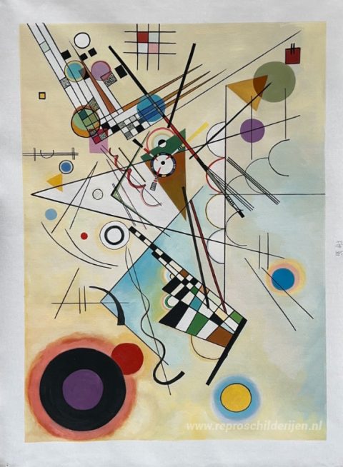 Samenstelling VIII – met de hand geschilderde reproductie, foto van het voltooide schilderij