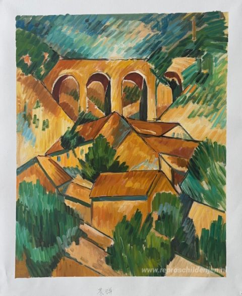Viaduct bij L'Estaque – met de hand geschilderde reproductie, foto van het voltooide schilderij