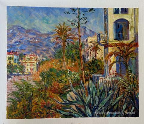 Villa's in Bordighera  – met de hand geschilderde reproductie, foto van het voltooide schilderij