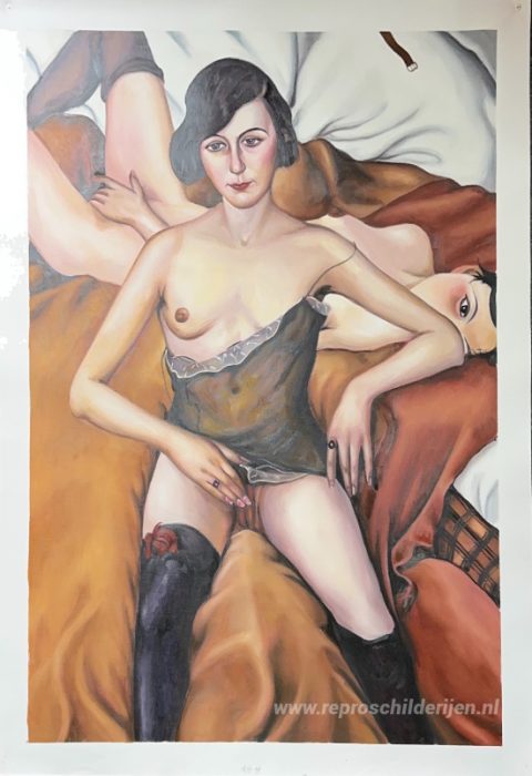 Zwei Madche  – met de hand geschilderde reproductie, foto van het voltooide schilderij