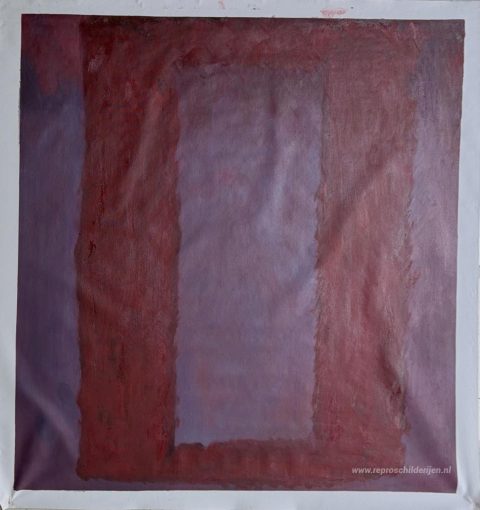 Rood op kastanjebruin  – met de hand geschilderde reproductie, foto van het voltooide schilderij