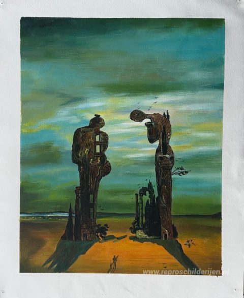Archeologische herinnering Millet's Angelus – met de hand geschilderde reproductie, foto van het voltooide schilderij