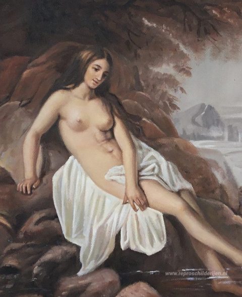 Zwemmers – met de hand geschilderde reproductie, foto van het voltooide schilderij