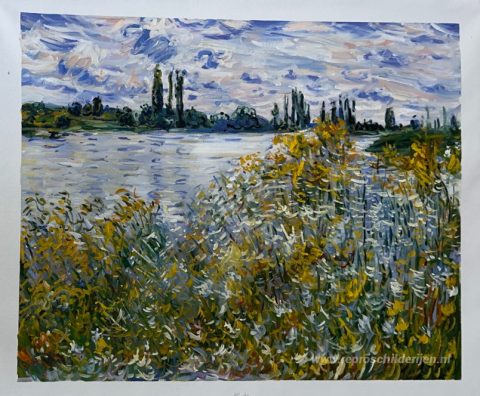 Isle of Flowers op Siene bij Vetheuil – met de hand geschilderde reproductie, foto van het voltooide schilderij