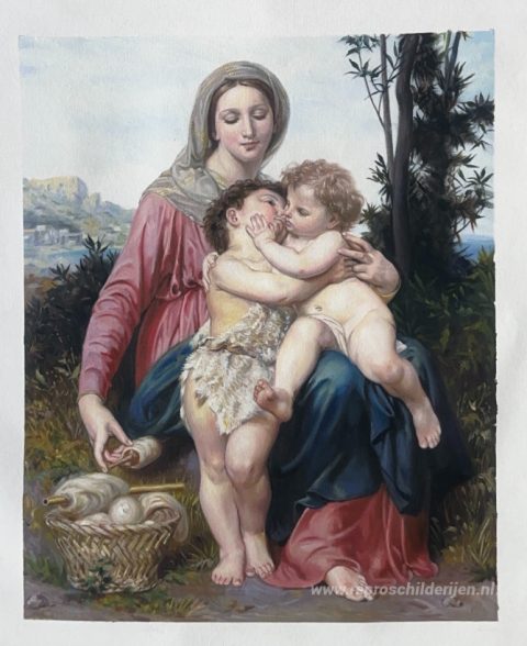 Heilige Familie – met de hand geschilderde reproductie, foto van het voltooide schilderij