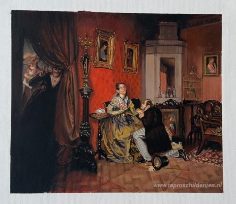 Moeilijke bruid – met de hand geschilderde reproductie, foto van het voltooide schilderij