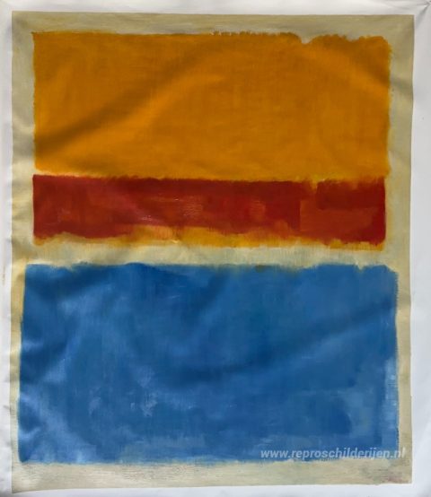 Zonder titel (geel, rood en blauw) – met de hand geschilderde reproductie, foto van het voltooide schilderij