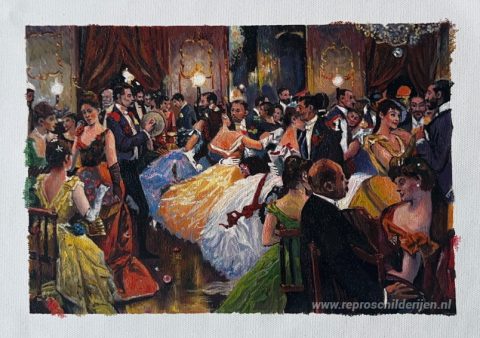 De bal – met de hand geschilderde reproductie, foto van het voltooide schilderij