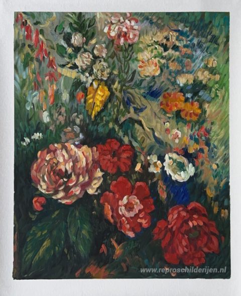 Boeket Bloemen – met de hand geschilderde reproductie, foto van het voltooide schilderij