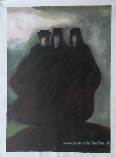 Les trois-figuren – met de hand geschilderde reproductie, foto van het voltooide schilderij