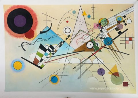 Samenstelling VIII – met de hand geschilderde reproductie, foto van het voltooide schilderij