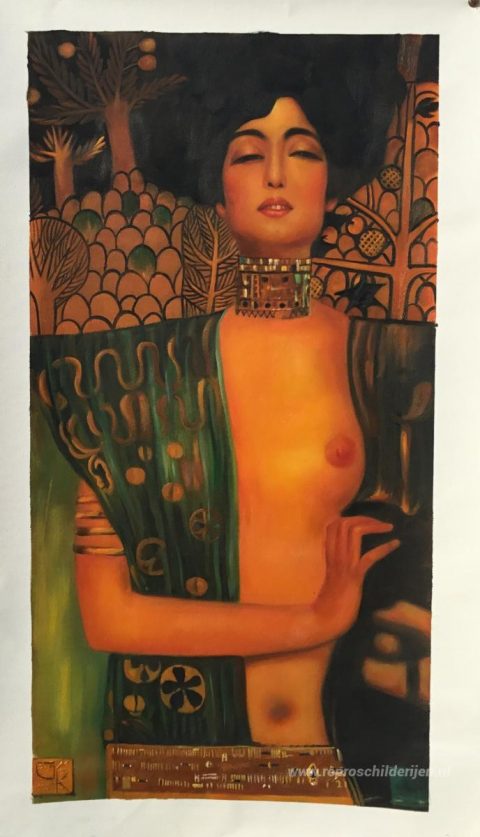 Judith en Holoferne – met de hand geschilderde reproductie, foto van het voltooide schilderij