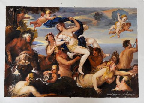 De triomf van Galatea – met de hand geschilderde reproductie, foto van het voltooide schilderij
