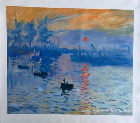 Indruk, zonsopgang – met de hand geschilderde reproductie, foto van het voltooide schilderij