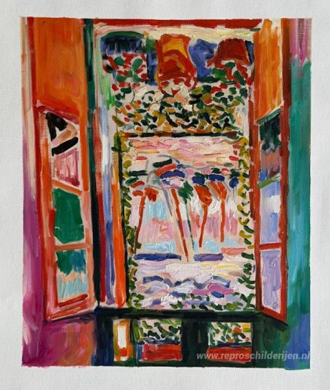 Open raam, Collioure – met de hand geschilderde reproductie, foto van het voltooide schilderij