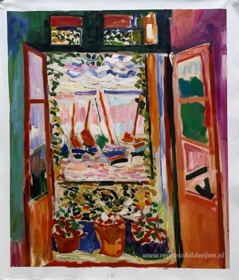 Open raam, Collioure – met de hand geschilderde reproductie, foto van het voltooide schilderij