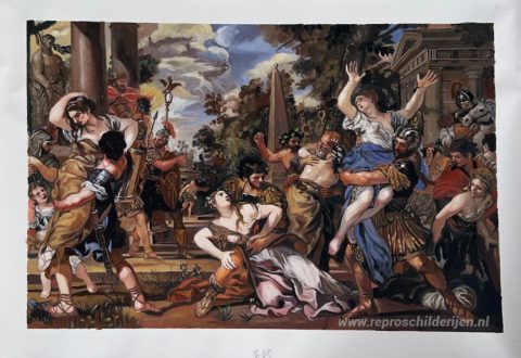 De verkrachting van de Sabijnse vrouwen – met de hand geschilderde reproductie, foto van het voltooide schilderij