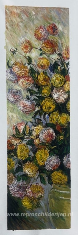 Vaas met Dahlia's – met de hand geschilderde reproductie, foto van het voltooide schilderij