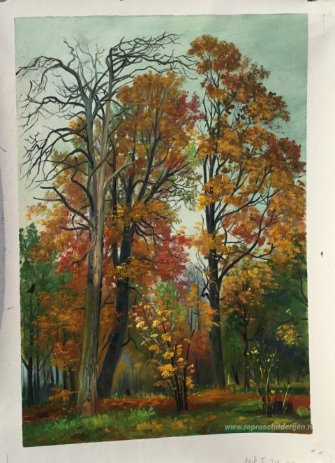 Herfst – met de hand geschilderde reproductie, foto van het voltooide schilderij