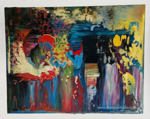 Abstract beeld – met de hand geschilderde reproductie, foto van het voltooide schilderij