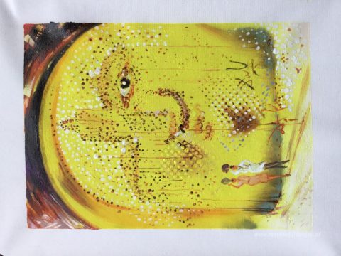De zon van Dali – met de hand geschilderde reproductie, foto van het voltooide schilderij