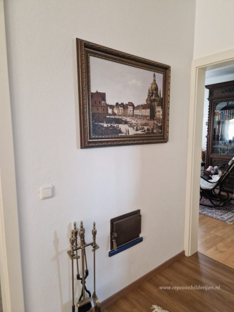 Nieuwe Marktplein in Dresden – met de hand geschilderde reproductie, foto van het voltooide schilderij