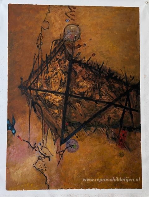 as nest – met de hand geschilderde reproductie, foto van het voltooide schilderij