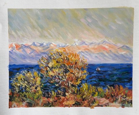 Bij Cap d'Antibes, Mistral Wind – met de hand geschilderde reproductie, foto van het voltooide schilderij