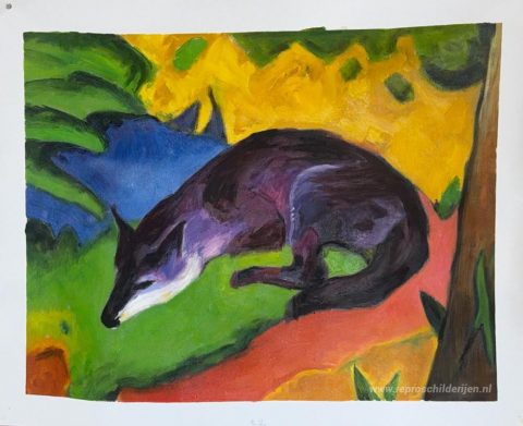 Blauwe Vos – met de hand geschilderde reproductie, foto van het voltooide schilderij