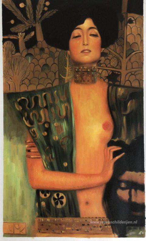 Judith en Holoferne – met de hand geschilderde reproductie, foto van het voltooide schilderij
