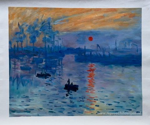 Zonder titel (geel, rood en blauw) – met de hand geschilderde reproductie, foto van het voltooide schilderij