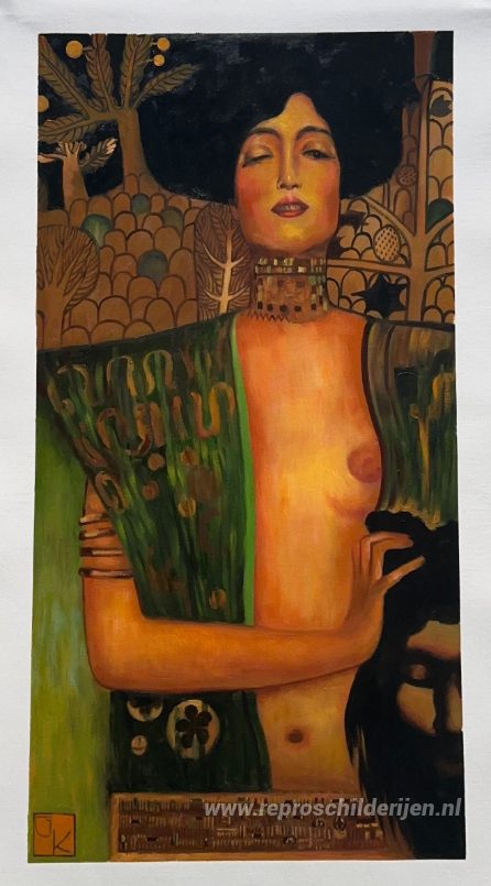Judith en Holoferne – met de hand geschilderde reproductie, foto van het voltooide schilderij