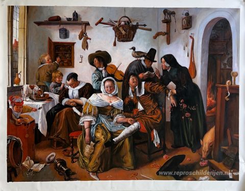 Rijkdom is op zoek – met de hand geschilderde reproductie, foto van het voltooide schilderij