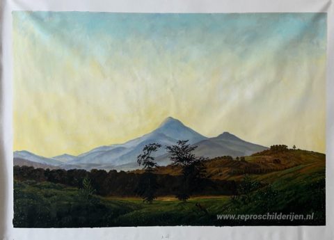 Boheems landschap – met de hand geschilderde reproductie, foto van het voltooide schilderij