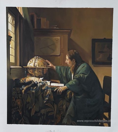 De astronoom – met de hand geschilderde reproductie, foto van het voltooide schilderij